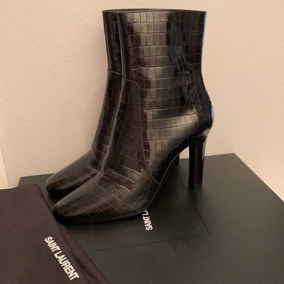 SAINT LAURENT Jane Croc-Embossed Booties - Picture 5 of 11